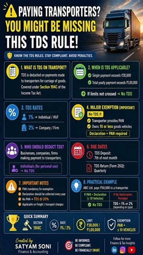 TDS on Transport Charges Explained | Section 194C Rules Every Business Must Know #finance #tds #gst