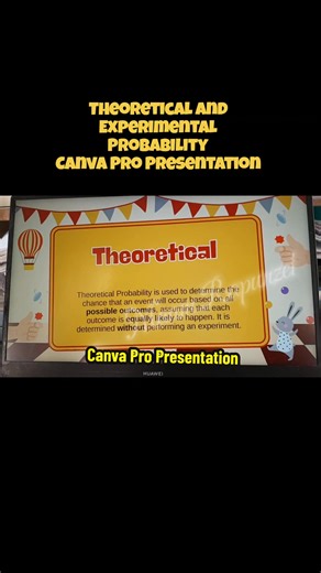 Canva Pro Presentation Theoretical and Experimental Probability #presentation #experimental #theoretical #probability #grade8math