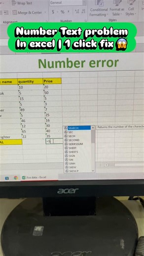 Excel Number to text problem | 1 click fix 😱