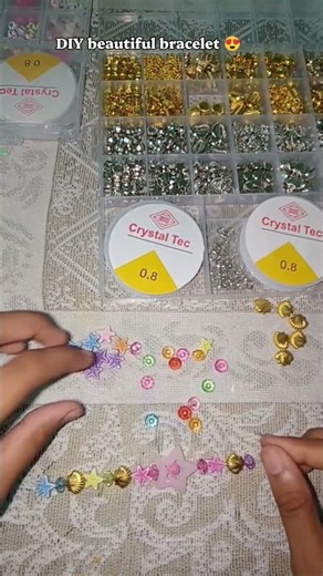DIY Colorful Beaded Bracelet with Star & Shell Charms ✨🩷 #art and craft follow for more 😁