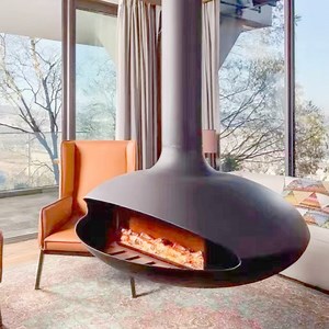 [Hot Item] Luxury Indoor Gas Suspended Fireplace Wood Burning Electric Hanging Fireplace Mantel Freestanding