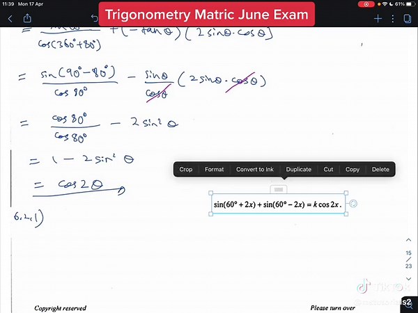 Trigonometry Question 6 Grade 12 June Exam Paper 2 2022 #learnmath #learnontiktok #learnmathontiktok #mstutorials #mathematics #trigonometry #examrevision