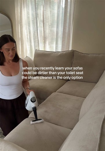 This kills 99.9% of bacteria but just using steam 🦠💨👏🏼 #steamcleaner #sofaclean #steamclean #steamer #tiktokmademebuylt