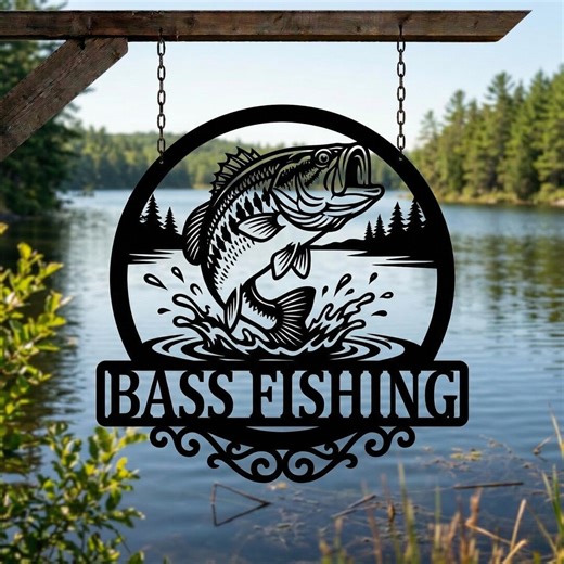 Personalized Fishing Sign, Custom Name Metal Fish Wall Decor, Outdoor Lake House Decor - Etsy