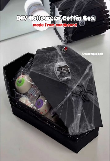 DIY Cardboard Coffin Box for Halloween Decorations