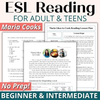 Beginner ESL Reading Comprehension Worksheets for Adults and Teens - Maria Cooks