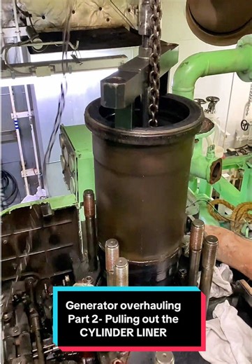 Cylinder Liner Removal in Marine Engine Overhauling