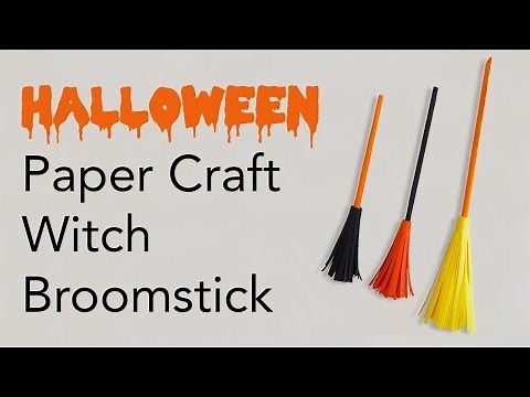 Easy Halloween Paper Craft Witch Broomstick Tutorial