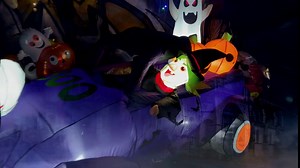 8FT Halloween Christmas Inflatable Witch Driving Car with Skull, Pumpkin and Ghost, LED Blow Up Lighted Decor Yard Decoration Indoor Outdoor Halloween Belowups Holiday Art Decor Decorations