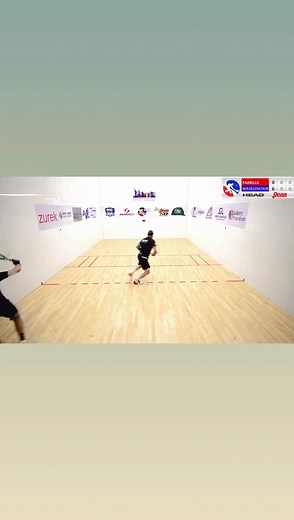Kane Waselenchuk making it look routine. Between the legs wide angle | International Racquetball Tour