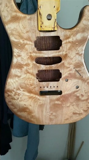 New Warmoth build. Quilt on Roasted swamp ash. Tried and true oil before wiping off.