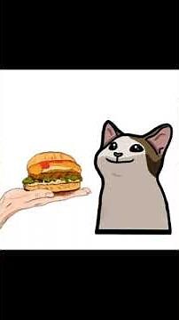 Kitty you can has cheeseburger. Meme with pop cat. Stickman memes video. Animation meme.