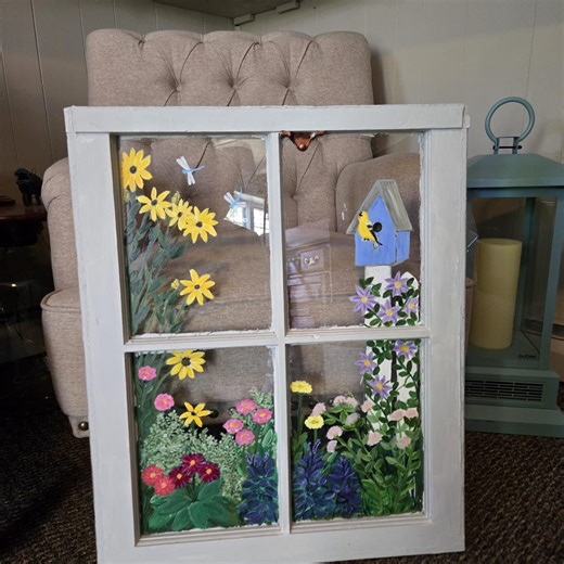 Painted Vintage salvaged window