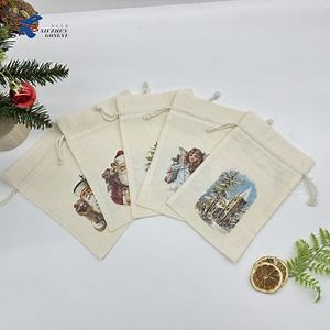 [Hot Item] Cotton Pouch Promotional White Calico Cloth Canvas Drawstring Bag with Logo Printed