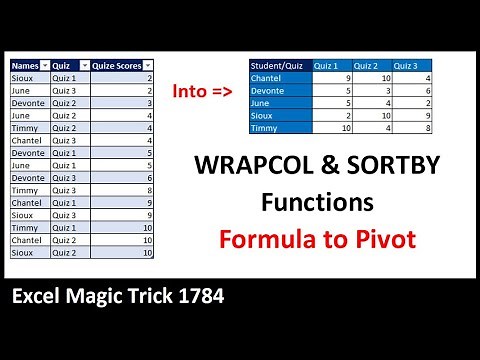 WRAPCOL & SORTBY Array Functions to Pivot A Table. "Robustify" your formulas! Excel Magic Trick 1784