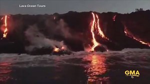 WATCH: Tourists flock to see lava from Hawaii’s Kilauea Volcano flow to the sea for first time since 2013: abcn.ws/2aHjyYR | Good Morning America