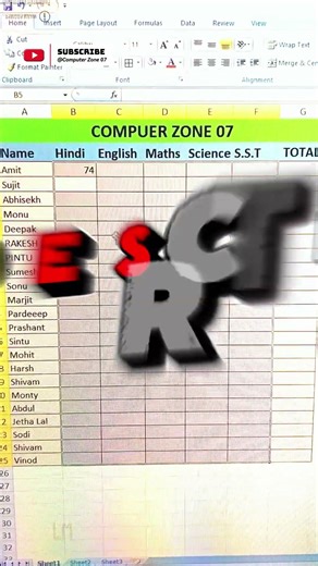 Excel Interview Questions❓ for Students Marksheet in Excel #computer #excel #tricks #shorts #foryou