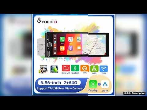 Podofo 1din Android Radio 686 264G Car Stereo Radio GPS Navigation WIFI Carplay Android auto