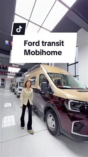 Ford Transit màu nâu trắng phong cách Mobihome