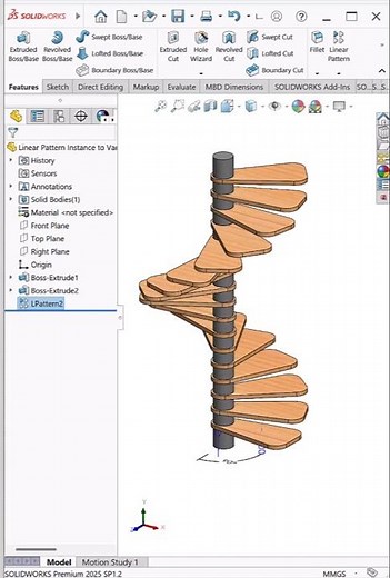 Rotate & Linear Pattern in One Feature | SolidWorks #shorts #caddengineer #solidworks