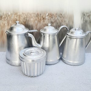Vintage Aluminum Cookware Set | Coffee Pots, Milk Jug, Teapot, Cake Pan | Retro Style 1950-70s - Etsy