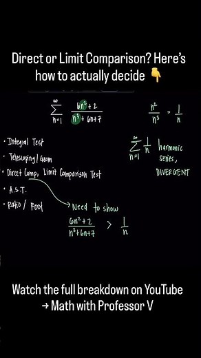 Stop Guessing Which Series Test to Use — Limit vs Direct Comparison Explained!