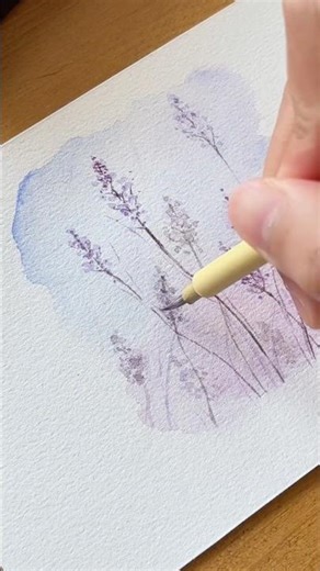 Super easy lavender card anyone can paint ✨🪻#easywatercolor #relaxingart #greetingcard #tinyart