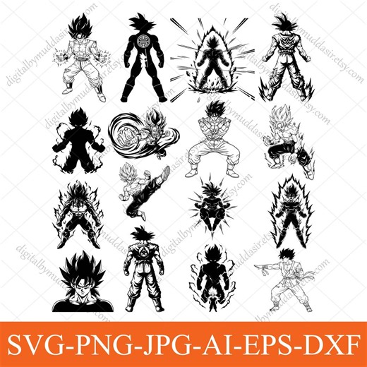 Dragon Ball Z Svg Bundle, DBZ Svg, Goku Anime Silhouette, Goku Super Saiyan Svg, Anime Warrior Svg, Anime Sticker Svg, Dragon Fighter Vector - Etsy