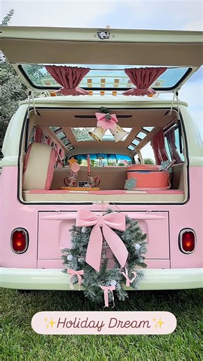 USA Custom VW Bus on Instagram: "🎀✨ Make this Christmas unforgettable with your own Pink VW Bus ✨🚐💖 The lights are glowing, the music’s playing, and our VW bus is bringing all the cozy holiday vibes. Because Christmas feels better with a little vintage sparkle. It’s more than a vehicle 🌸🚐 it’s a statement, a cozy escape, a magical backdrop for every festive moment. 🎄💫 Imagine the lights twinkling, your favorite holiday songs playing, and th