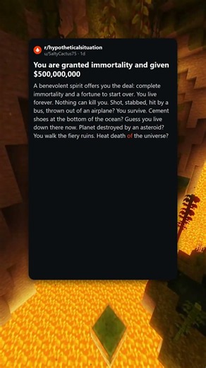500 million plus immortality but you can never die #reddit #askreddit #redditstories #minecraft