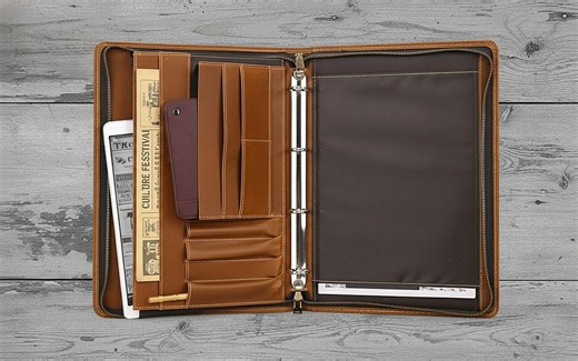 Personalized Leather Portfolio Binder 3 Rings A4 Zippered Organizer Case Document Holder Padfolio Folder - Etsy