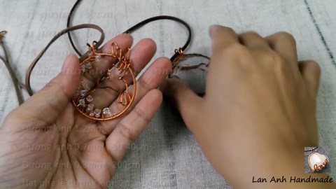 hummingbird with flowers pendant - nature jewelry - handmade jewelry design 277