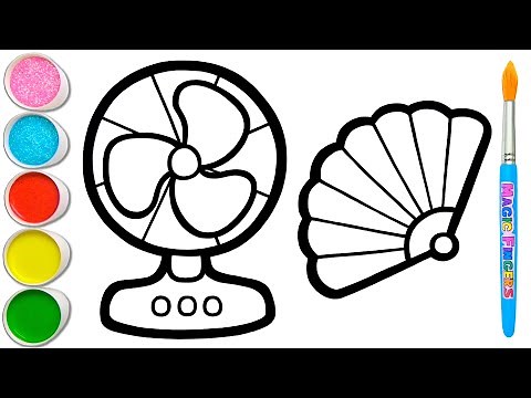Fan Drawing, Painting, Coloring for Kids & Toddlers | Let's Draw, Paint Together #242