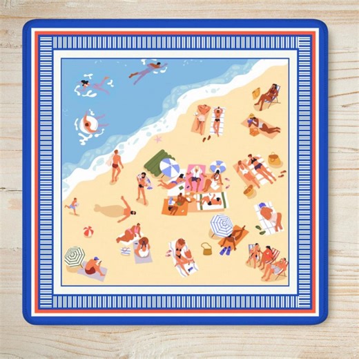 Bright Colorful Beach Mahjong Mat, Blue Maximalist Mah Jongg Game Mat, Table Cover Gift for Mahjong Players - Etsy
