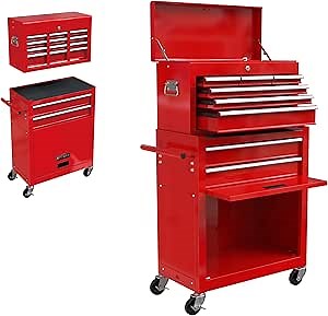 Amazon.com: Tool Storage Cabinet, Rolling Tool Chest, Tool Chest with Wheels and 8 Drawers, Tool Box for Workshop, Garage - Red : Tools & Home Improvement
