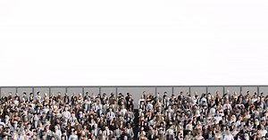 3d Crowd of People Sitting with Alpha Channel Background