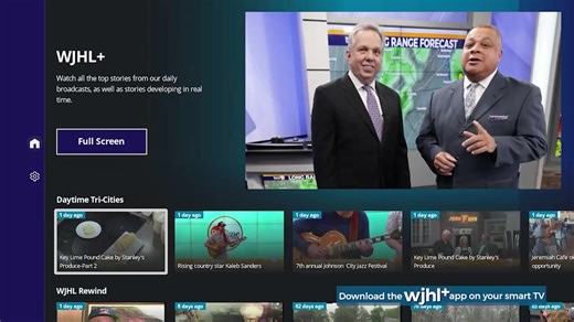 Want to stream News Channel 11 live on your smart TV? Welcome to the WJHL app! Download the free app on your Roku, Amazon Fire TV or Apple TV device and enjoy watching all your local news, weather and sports in real time and on demand. https://www.wjhl.com/welcome-to-wjhl/ | WJHL