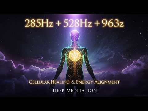 [Black Screen] 285Hz + 528Hz + 963Hz ✨ Cellular Healing & Energy Alignment | Deep Meditation