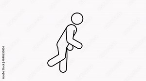 Pictogram of a running man on white background, people run icon animation. Animation of seamless loop.