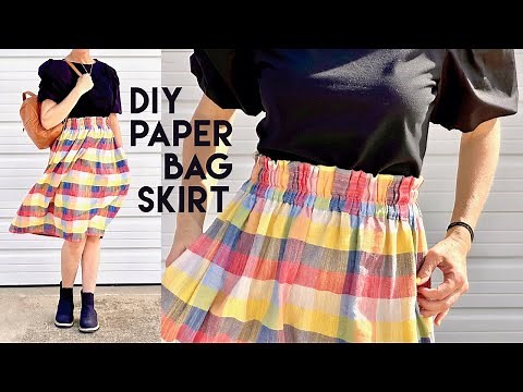 Sew a PAPER BAG LINEN SKIRT with elastic waistband + POCKETS! ALL THE STEPS!