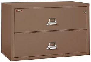 Fireking Fireproof Lateral File Cabinet (2 Drawers, Impact Resistant, Water Resistant), 27.75" H x 44.5" W x 22.13" D, Tan