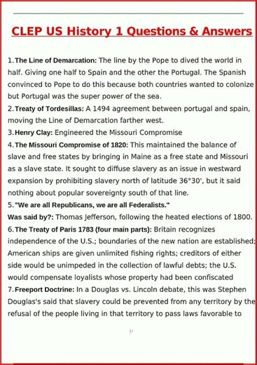 Us History 1 Clep Exam Latest Actual Questions And Verified video