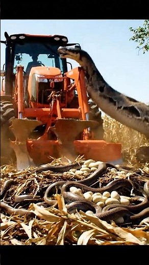 Wow Anaconda Snack on Gold Rice Field #subscribe #kubuta #riceharvesting #shortsfeed #farming-rice