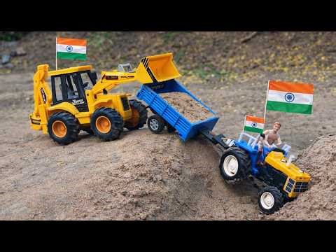 JCB 3dx Backhoe Loading Mud in Tata 2518, Tata 3118 and 2 Ashok Leyland 2518 Truck