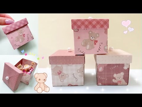 【折り紙】ふた付き正方形BOXの作り方 かわいい小物箱 プレゼントラッピング方法