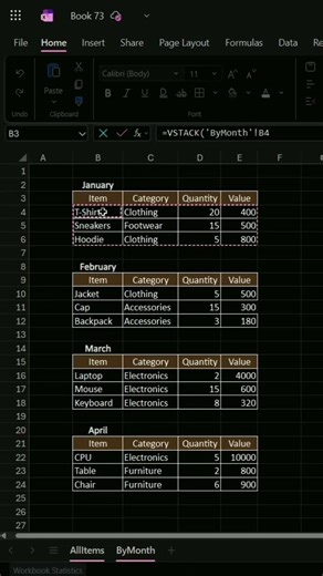 In Excel vstrack function use