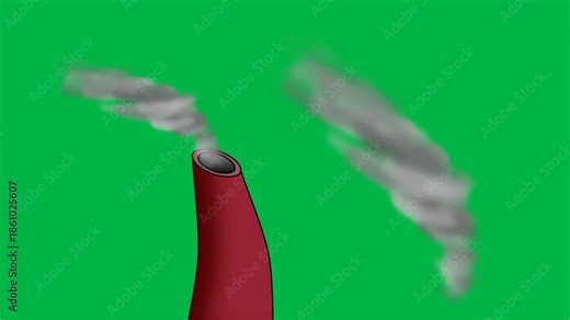 Red cartoon rocket launching with smoke trail in 2d animated cartoon animation on green screen chromakey background, suited for space or fireworks launch visuals.