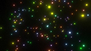 Travelling and surveying a colorful open star cluster by a spaceship (3D Rendering)
