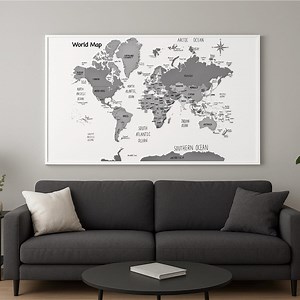 Printable World Map With Colouring Page: Printable Labeled Geography Wall Art (PDF) - Etsy