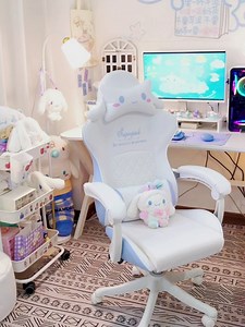 Cute Cartoon Chairs Bedroom Comfortable Chair Home Girls Gaming Chair Swivel Chair Adjustable Live Gamer Chairs WCG Gaming Chair Girls Computer Armchair Swivel Lifting Adjustable Chair (white)
